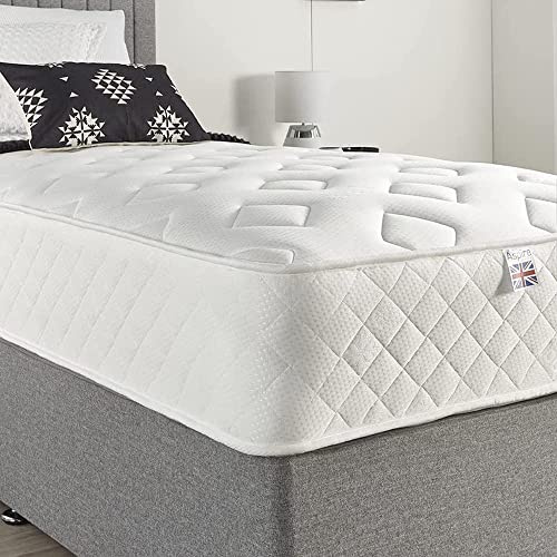 Aspire Beds Comfort Plus Aspire-Cool Touch Memory-Foam Bonnell-Federfedern Value Hybrid Matratze, Schaum Polyester Baumwollmischung, Weißer Rand, Shorty Short Small Single (2ft6 x 5ft9)