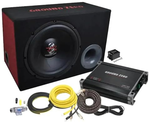 Ground Zero GZ BASS KIT 12.300X-II + Cable - 30 cm Aktiv Subwoofer mit 300 Watt (RMS: 200 Watt)