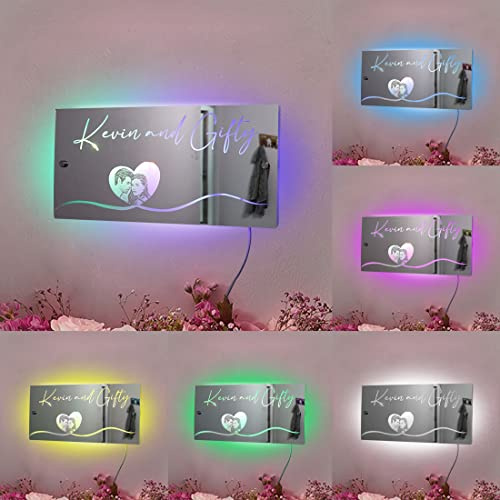 Personalisiertes Foto LED Spiegellicht Custom Foto Neon Lampe Schild für Paare Freundin Frau Valentinstag Jahrestag (Fotolampe)