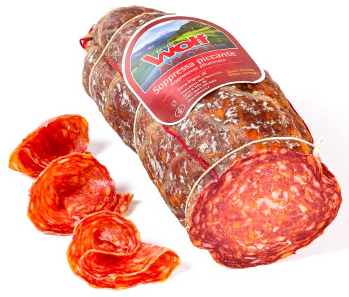 Wolf, Soppressa, Halb 1/2, Leicht geräuchert mit Buchenholz, Sorgfältig ausgewähltes Schweinefleisch, für die Gastronomie, Glutenfrei, Vakuumverpackt, 800 g (mind. Nettogewicht garantiert)