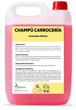 CHAMPÚ DE CARROCERÍA. LIMPIADOR DE CARROCERÍAS EXTRA FUERTE. PARA SUCIEDADES DIFÍCILES. GARRAFA 5 LITROS