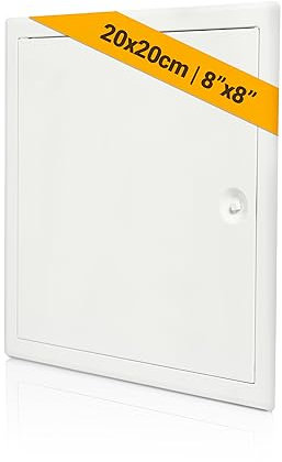 Proxinova Trappe de Visite Métallique 200x200 mm, Trappe Laquée Blanche Résistant pour Extérieur, Trappe pour Comble, Plafond, Baignoire, boîtes à fusibles, Dissimule les fils et les tuyaux