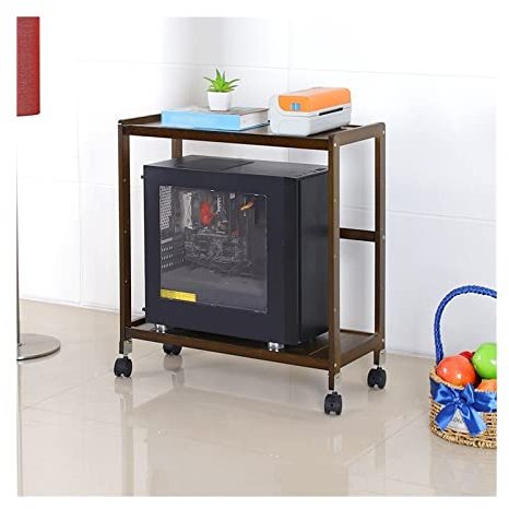 Porta CP Fisso Supporto for PC Tower, supporto for CPU rotante a 2 livelli, supporto for custodia host for PC mobile in bambù con ruote girevoli, adatto alla maggior parte dei case for PC e stampanti