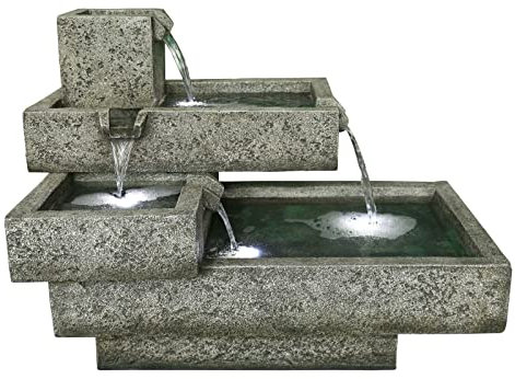 LQSSA Fuente de Agua para jardín al Aire Libre, comederos Apilados, Fuente de Agua para jardín, Fuente para Exteriores, cascadas de pie, Fuentes para Patio de casa Decoration
