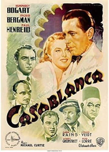 Poster Casablanca Vintage Filmplakat Wandkunst Bilder Poster Und Drucke Filmstills Leinwand Malerei Kunst Wand Home Decor 50X70Cm Kein Rahmen