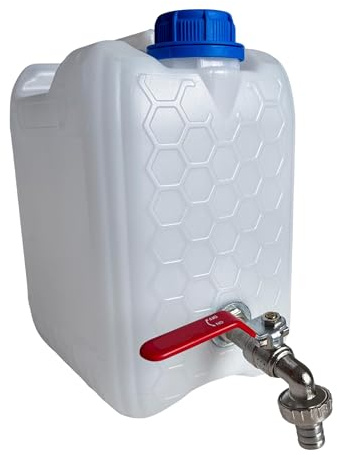pokm toolsmarket - Wasserkanister mit Hahn, Trinkwasser Kanister mit Zapfhahn 1/2'' Gewinde Verzinkt, Wassertank BPA-frei, Wasserbehälter mit Schraubdeckel, Perfekt für Camping