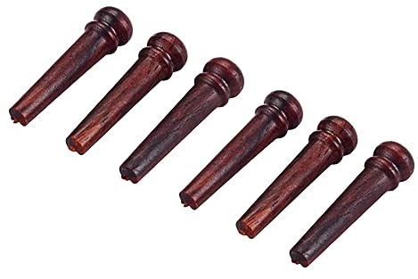 ibasenice 6-Pack Natural Redwood Bridge Pins for Acoustic Guitar Enhance Sound Clarity Easy Install Guitar String Pegs Replacement Parts