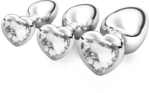 3 Pezzi Anal Butt Plug,S+ M+ L Set Sex Toy,con Lusso Cuore Forma diamante di per uomo donna Principianti Giocattoli del Sesso (bianco)