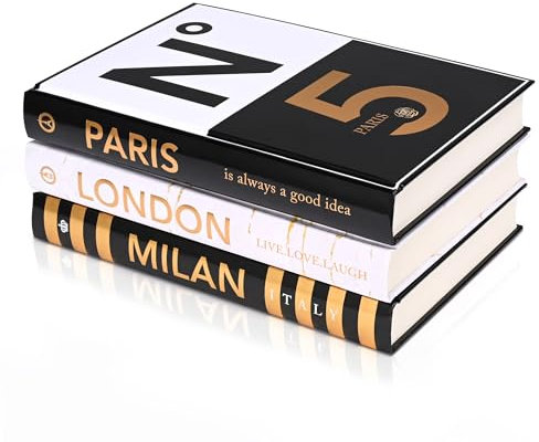 3 Pieces Decorative Books for Home Decor,Hardcover Modern Decorative Book Stack,Fashion Design Book Stack for Table/Shlef/Living Room