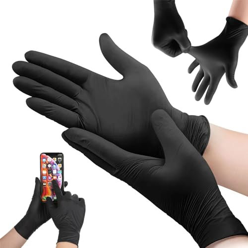 Güdstuf Gants jetables multi-usages en nitrile noir, sans poussière, extra résistants, pour usage médical et alimentaire - Boîte de 100 (X-Large, 10 boîtes -1000 pièces)