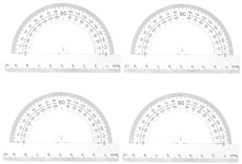 4 Piezas Transportador de 180°, Transportador Semicircular Plástico, Herramienta de Geometría Matemátican para Material Oficina Escolar
