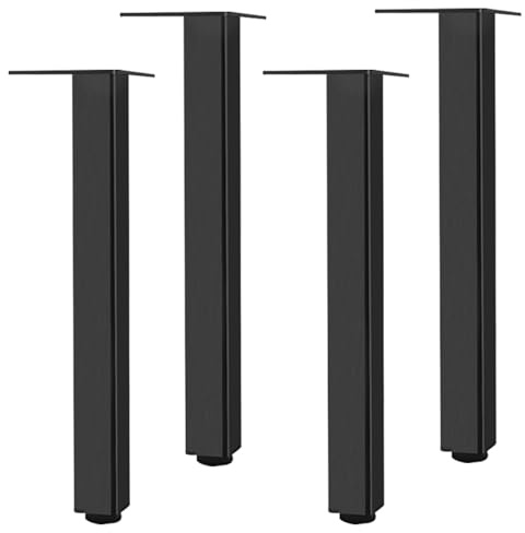 SZLXJMFL Tischbeine Schwarz, 4er Set Tischbeine, Höhenverstellbar: 6-60cm Sofasfüße Vierkant Schrank Füße Couchtisch Beine Sockelfuß Tischfüße Aluminiumlegierung Mit Schrauben-60cm/23.6