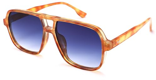COASION Retro Sonnenbrille für Damen Herren - XL Übergroß 70er Jahre Sonnenbrille UV400 Schutz Trendy Double Brücke Rahmen Brille