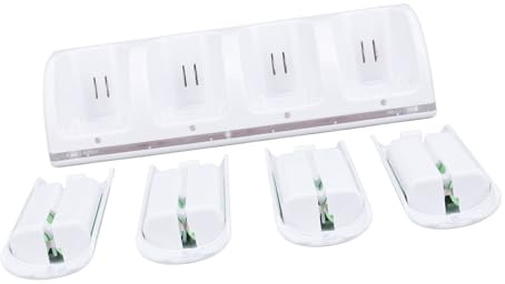 Cargador de Control Remoto, Estación de Carga 4 en 1 con 4 Baterías Recargables de 2800 MAh, con Luces Indicadoras LED, para Control Remoto (White)