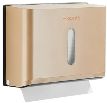Paper Towel Dispensers Wall Mount: Multifold Z-Fold Paper Towel Holder, No Drilling Install, Compact Hand Towel Dispenser for Home Bathroom, Restroom, Office, Gold