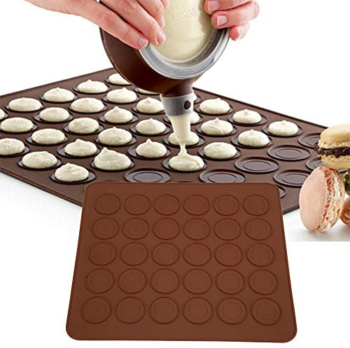 Outbit Macarons - Tappetino da forno a 30 fori, in silicone, per amaretti, 28 x 25 cm