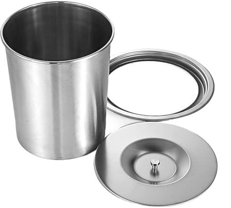 PUFAHAU Mülleimer, Einbau-Mülleimer für die Arbeitsplatte, Kleiner Mülleimer mit Deckel, Einbau-Mülleimer aus Edelstahl für Küchenschränke, rund, versenkbar, mit Deckel