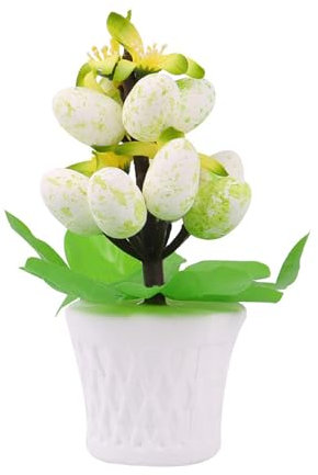 ZHDOKA Mini-künstlicher Osterei-Baum, 16 cm Großes Osterei Im Topf, Künstliche Pastell-Eier, Bonsai, Plastik-Ei Im Topf mit Künstlichen Blumen für Ostern, Party, Zuhause, (D)