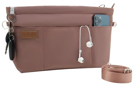 D.DUO Taschen-Organizer-Einsatz, Umhängetasche, Tote-Organizer-Einsatz mit verstellbarem Taschengurt, wasserdichte Nylon-Geldbörsen-Einsätze (Rosa, S)