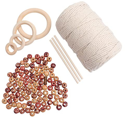 LALAFINA 137stücke Zarter Holz Anhänger Zum Selbermachen Dekoration Hänge Handwerk Dekorativer Ring Mit Baumwollseil Perlen Diy Holz Basteln Für Hängedeko Diy Anhänger Ring Hängend