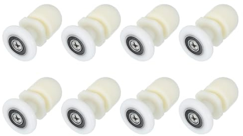 sourcing map 25mm Shower Door Rollers, Sliding Shower Doors Runners Wheels Replacement for Bathroom Glass Doors 4-6mm, White 8 Pcs
