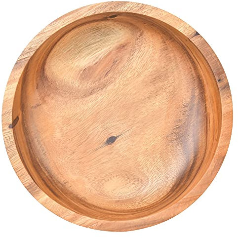 aqxreight Salad Bowl en Bois Smooth Brim Wood avec Motif Unique Multi-fonctions pour le Restaurant Home Cafe Restaurant adapté à Toutes Sortes de Plats Tels que Sushi Bread Pizza Salad et