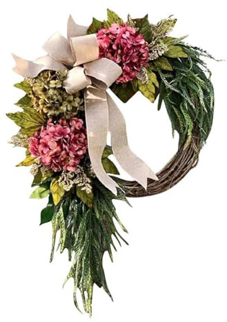 Front Door Feather Wreaths, Feather Blossom Wreaths, 15.75 Inch Chic Stylish Launch Flower Garland, Farmhouse Door Decoration, Interior Wall Ornament for Festival, Wedding, Home