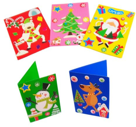 Lurrose 5stücke Weihnachtskarten Junge Mädchen Spielzeug Diy Grußkarten Weihnachts Spielzeugmaterial Gemischter Stil Hochwertiges Papier