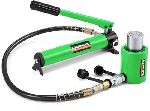 Newhai Hydraulic Porta Power Kit 20 ton Hydraulic Ram Jack + cp-180 Hand Pump Hydraulic Lifting Cylinder Tool Retract Automatically for Industrial Factory DIY Use
