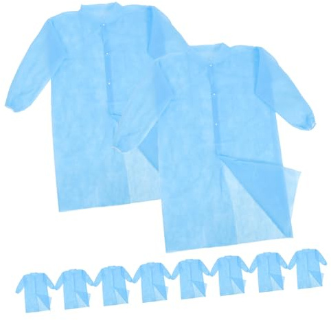 KICHOUSE 10pcs Lab Coat Coats Suit Laboratory Adult Chemical Professional Women Labcoat Operating Room Costume Lab Protect Non-woven Fabric Blue