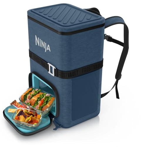 Ninja FrostVault Go Outdoor Flexibler 23-Liter-Kühlrucksack, FF136EUUKNV | für 36 Dosen mit kalter Trockenzone, 2 Kühlakkus, für Wandern, Camping, Marineblau