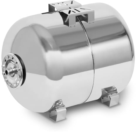 EBERTH Réservoir à Vessie sous Pression 100L, 6 Bar, Groupe de surpression, Cuve, Ballon, raccordement 1 pour Pompe Domestique, Pompe de puit, Acier Inoxydable, Surpresseur, Horizontal, paroi 1,2mm