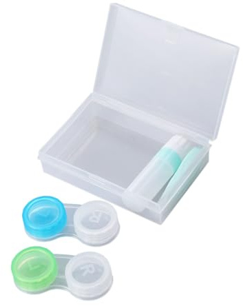 minkissy 2 Stück Kontaktlinsenbox Grün mit Aufbewahrungsbehälter und Einsatzwerkzeug Doppelbehälter für Tageslinsen Kompatibel mit Allen Marken Hygienische Trennung Links Rechts Empfohlen