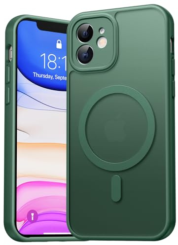 EASDNB für iPhone 11 Hülle für Magsafe mit Kameraschutz, Magnetisch Handyhülle für iPhone 11 Stoßfeste Kratzfeste Durchscheinende Matt Rückseite Schutzhülle für iPhone 11 Case, Grün