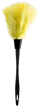 Plumero de plumas de pavo amarillo, herramienta de eliminación de polvo, cepillo de mano suave para limpiar muebles, interiores de automóviles, estanterías