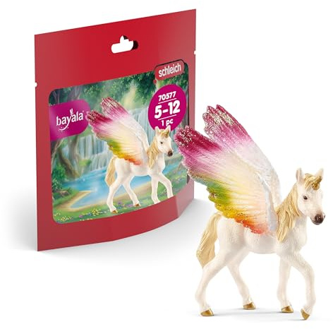 Schleich BAYALA | Geflügeltes Regenbogeneinhorn Fohlen 70577 | ab 5 Jahren | detailgetreue Figuren | tolles Geschenk für Mädchen und Jungen | schöne Sammelfiguren | 8 x 5 x 10 cm