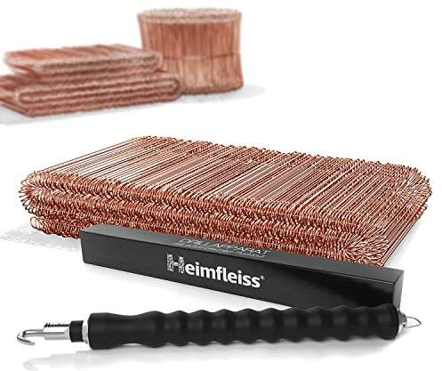 Heimfleiss® Drillapparat driller kopparpläterad röd tråd 1,0 x 100–160 mm (500 st.) – högkvalitativt set av trådband, trådtång och bindtråd, säckstängning – trådstängning öljetttråd borrtråd borrtråd