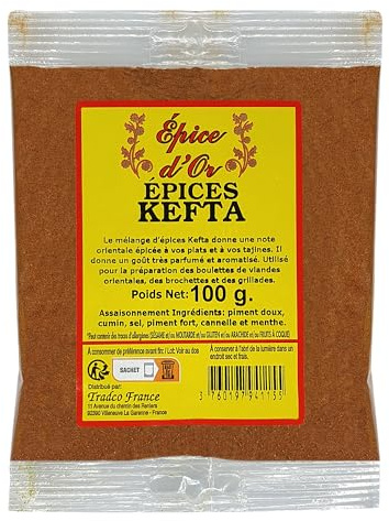 Epice Kefta 100g - Epice d'Or, 100% Naturel, Sans Additifs, Sans Arôme Artificiel, Sans Conservateur