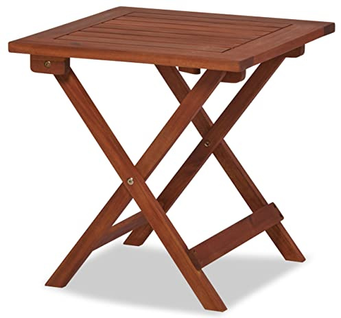 KHG Beistelltisch aus Akazien-Echtholz, quadratischer Gartentisch, klappbar, platzsparend, wetterfest, In- & Outdoor, Abstelltisch 20 kg belastbar, Dunkelbraun