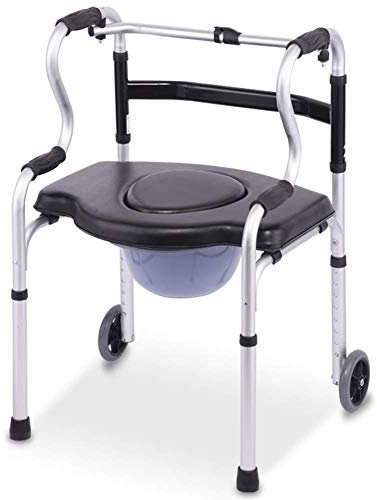 HWSY ATAAY Nachtkommode, Duschstuhl, erhöhter Toilettensitz, Gehgestell für Senioren, Gehgestell, 2-rädriger Rollator, Gehgestell, Toilettenstuhl mit gepolstertem Sitz und Rückenhöhe Interesting