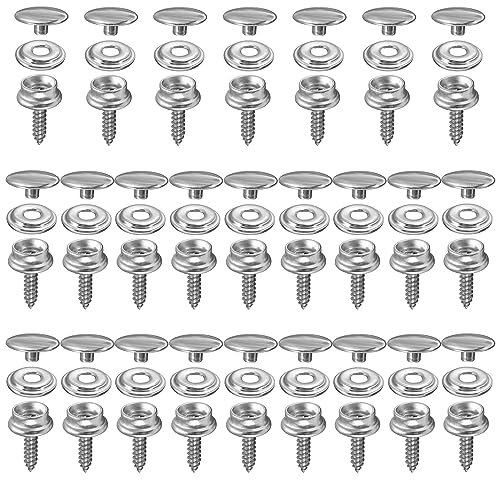 YUNYAN 25 Stück Druckknöpfe Schrauben Druckknöpfe Edelstah 15mm Canvas Snaps Fastener mit Knopf-Schraube zum Anschrauben für Planen Schiffe Möbel Segeltuch Autozelte