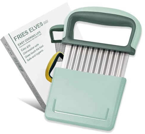Wellenschneider,Riffelmesser aus Edelstahl Kartoffelschneider Gemüse Schneider Kinder Wellenschnittmesser mit Schutzhülle für Pommes Kartoffeln Gemüse Obst Gurken Grün Cutter