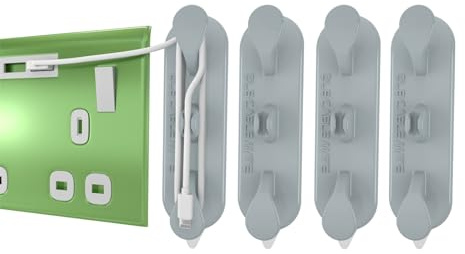 DL8 Cable Mate - 2 Pack - Grey - Self-Adhesive USB Cable Tidy - Holder Clip for Tidy Charging - Wall Mounted Cable Organiser - for Home, Office, Car - Cable Management & Desk Organisation