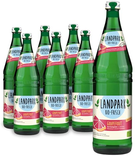 Landpark Bio-Erfrischungsgetränk Grapefruit, 12 x 0,75 L in der Glasflasche | ohne Zucker und Süßungsmittel | mit Kohlensäure | Wasser mit Geschmack | Ideal auch für Kinder und Diabetiker