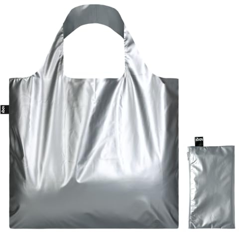 METALLIC, Matt Silver. Bag: LOQI BAG: Ich wiege 55 g. Ich kann 20 kg tragen. Ich bin wasserabweisend. Ich bin aus Polyester