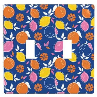 Placca di copertura per interruttore della luce a levetta, 2 piastre da parete di dimensioni standard 11,4 x 11,4 cm, simpatica piastra di copertura per interruttore a doppia luce colorata