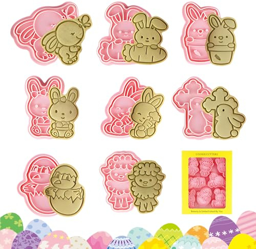 HYran Ausstechformen Ostern, 8-Teiliges Ausstecher Ostern, Plätzchenausstecher, Keksausstecher Ostern, Plätzchen Ausstecher Ostern, Ausstecher Hase