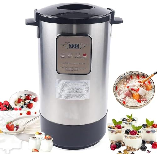 Máquina de fermentación comercial de 12 l/18 l, máquina for hacer yogur completamente automática, máquina for hacer yogur de acero inoxidable con panel de control, función de conservación del calor fo