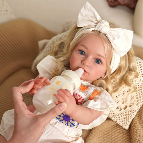 BABESIDE Reborn-Baby Mädchen – 20 Zoll große, Lebensechte Babypuppe mit weichem Stoffkörper, Blonde Locken, Realistische Kleinkind-Puppe mit Outfit & Zubehör für Kinder ab 3 Jahren