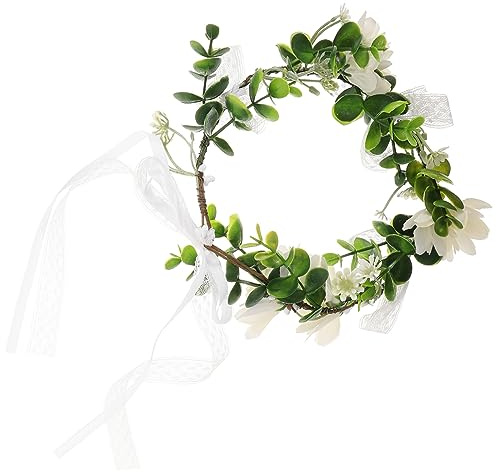 VALICLUD Blumenstirnband für Damen Blumenkranz aus Kunststoff und Stoff Blumenhaarband für Hochzeit und Fotoshootings Blumenkrone als Dekoration für Besondere Anlässe